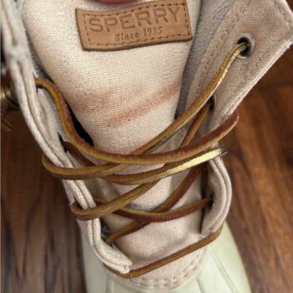 Sperry Duck Boots Waterproof Shimmer Pink and Cream - Picture 10 of 13